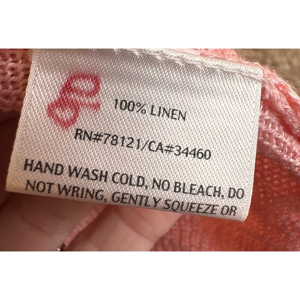 Eileen Fisher 100% Linen Cardigan Sweater Baby Pink Open Front Light Weight Sz L - Picture 7 of 11